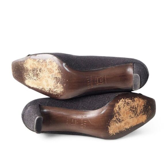 Stuart Weitzman Jazzbow Saffiano Pump Heels Black / Tortoiseshell Women's 6.5M - Picture 8 of 11